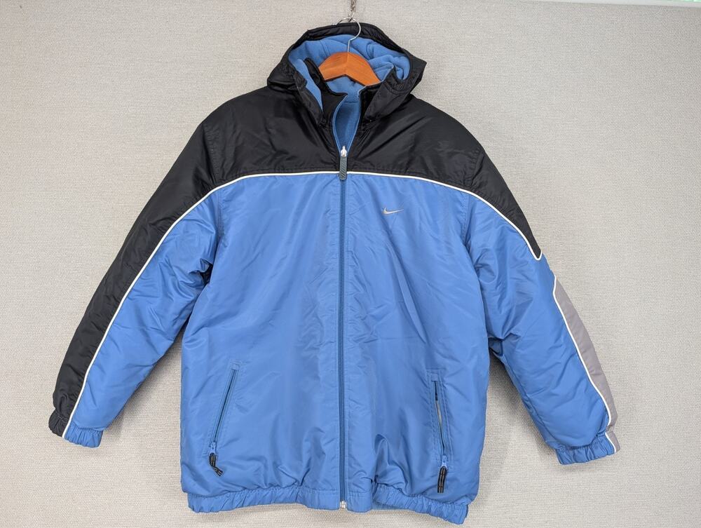 Nike Coat Boys 18-20 XL Blue Reversible Fleece Removable Hood